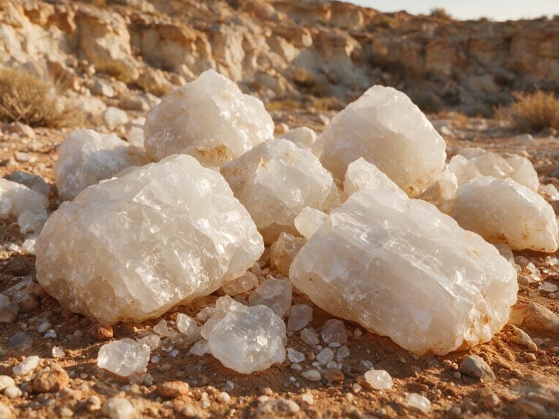 Raw natural gypsum mineral rock from Oman's reserves